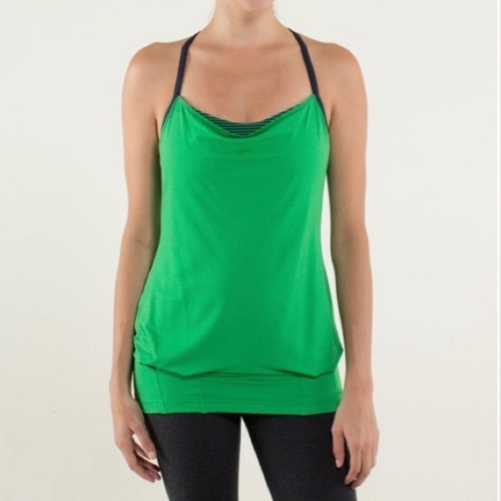 Lululemon CYB Racerback Tank Top in Hyper Stripe Green Bean/Inkwell - Size 2